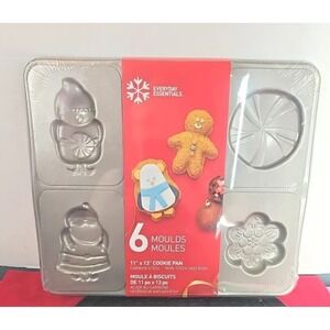 Everyday Essentials Christmas Shaped Cookie 11x13 Pan 6 Molds Biscuits